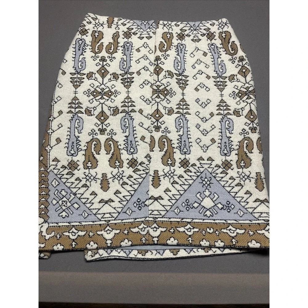 Tory Burch Runway Fall 2015 Wool Skirt Womens Size 8 Aztec Jacquard - Picture 4 of 7